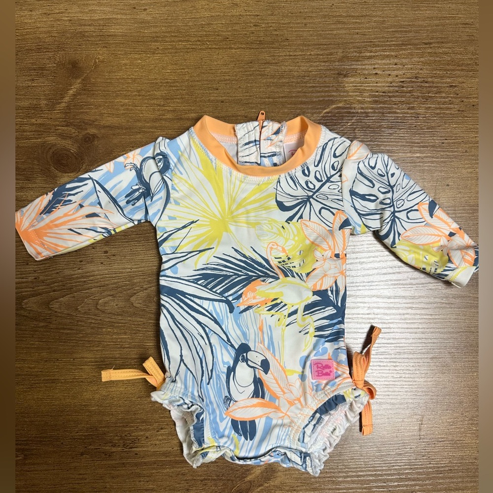 Ruffle Butts Tropical Floral infant rashguard swimsuit